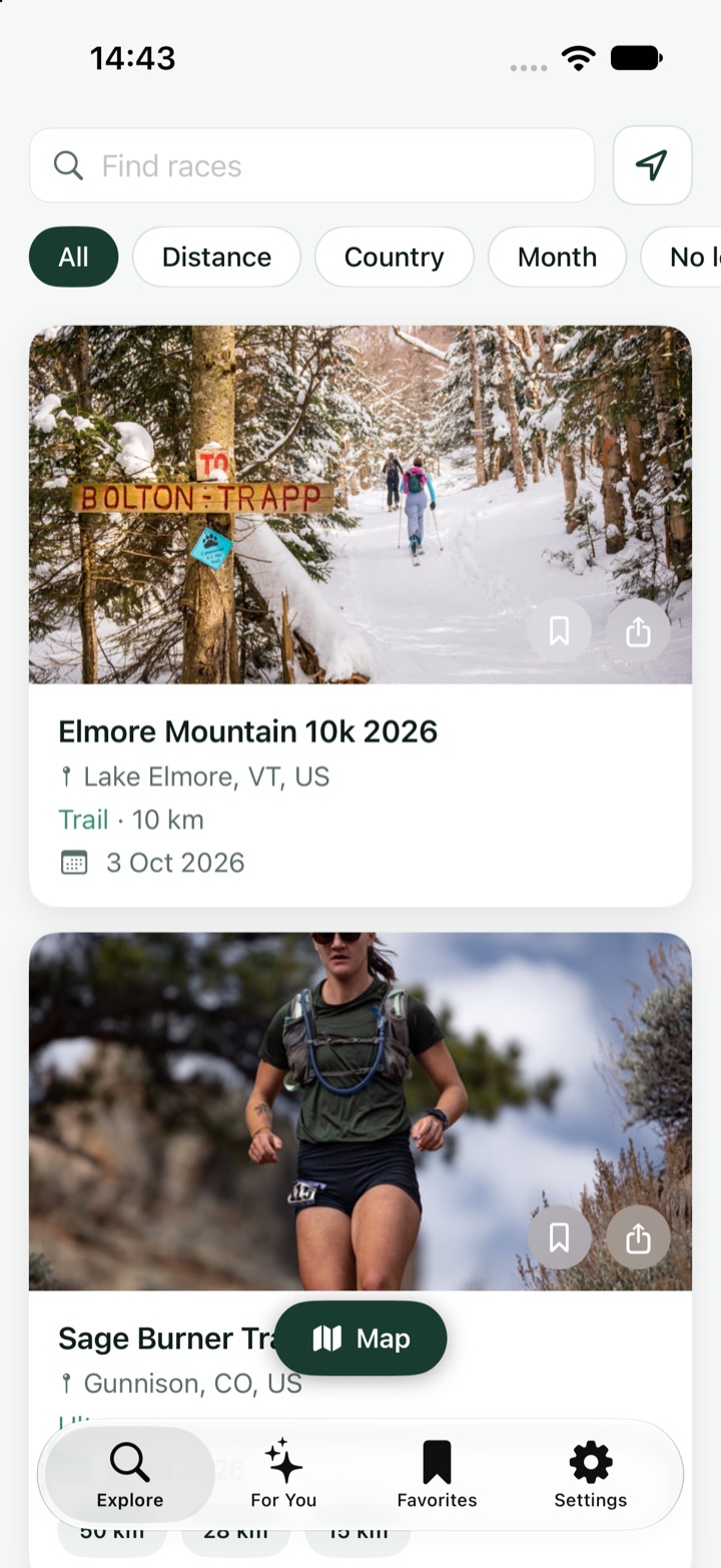 JustRun Explore screen