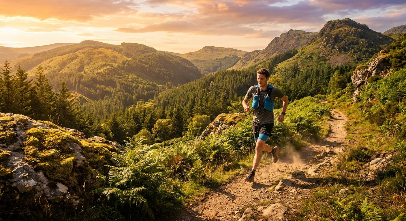 Trail runner on a mountain path